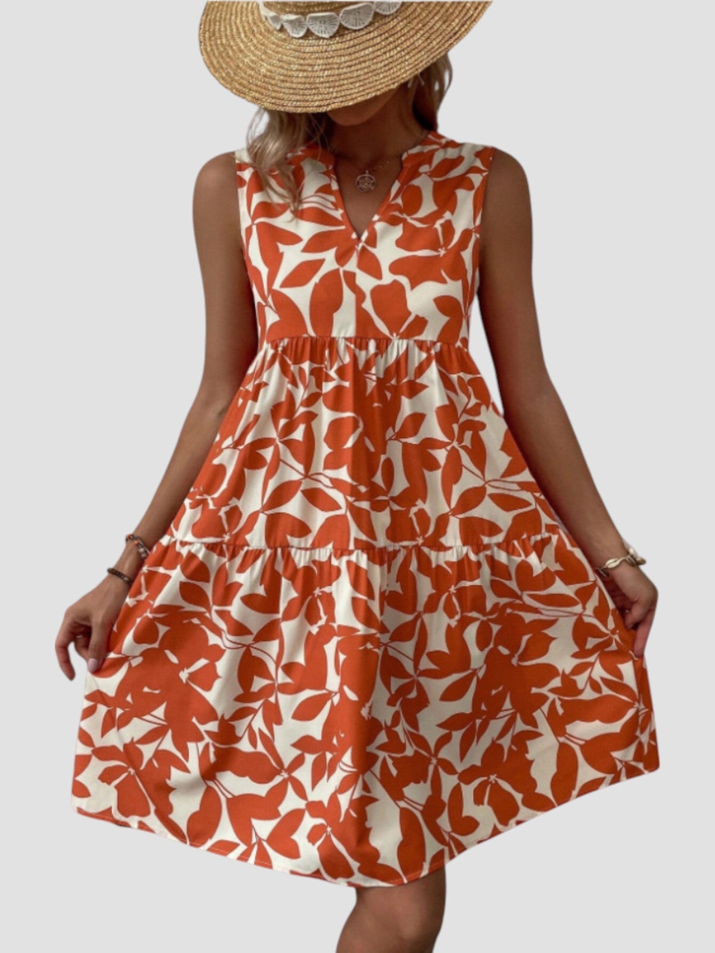 SERAPHINE I ÄRMELLOSES GEBLÜMTES KLEID