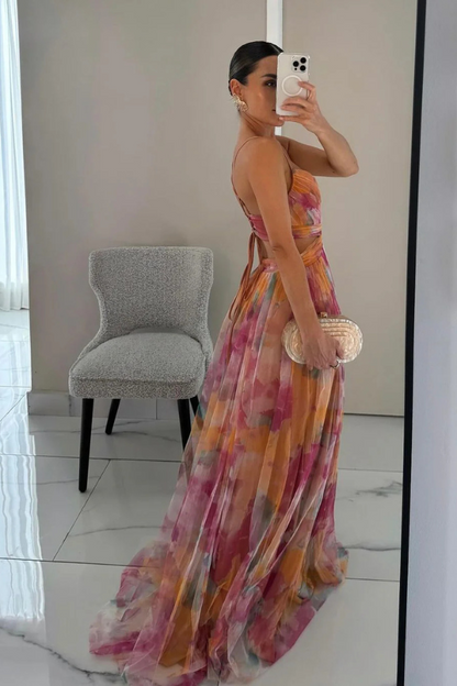 ALINA I LUXURIÖSES GEBLÜMTES MAXIKLEID
