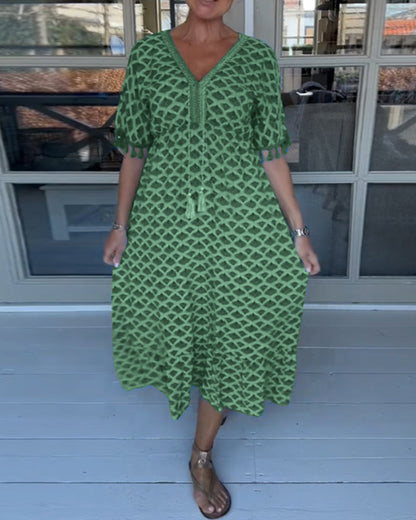 V-Ausschnitt Freizeitkleid mit Print