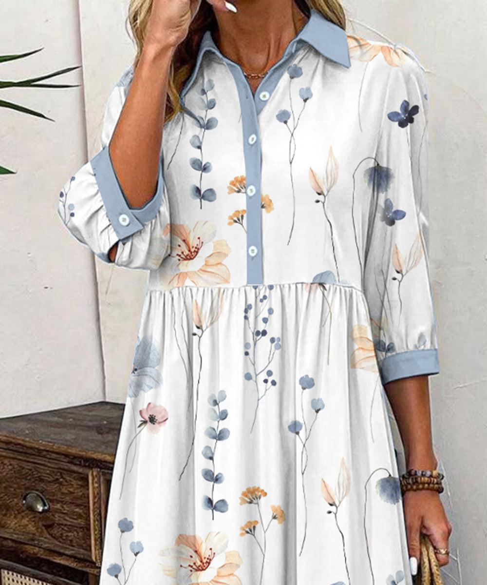 ELVIENNE I MAXIKLEID MIT KRAGEN UND PRINT