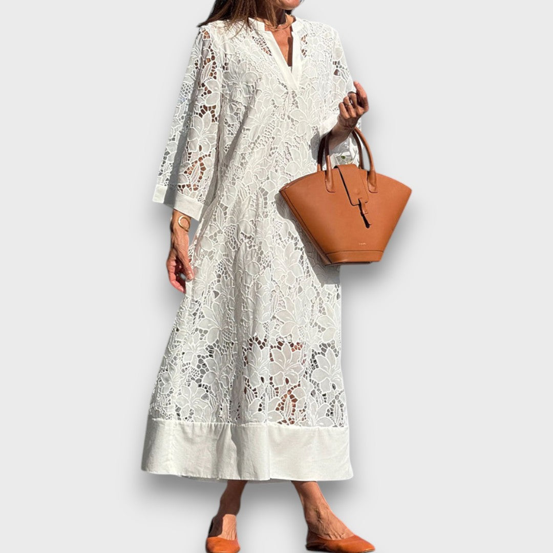 Ismee – Luftiges Kleid mit Print und kurzen Ärmeln