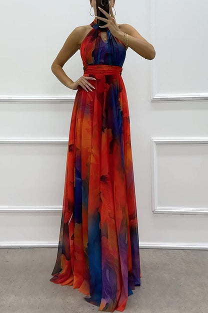 ELAINE I GEBLÜMTES NECKHOLDER-KLEID