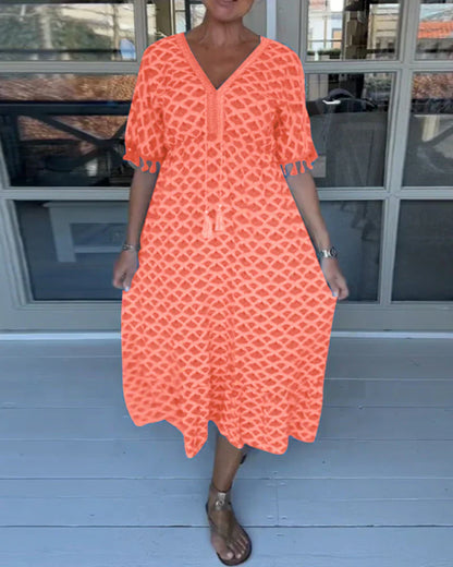 Jelly Verzierte V-Ausschnitt Kleid