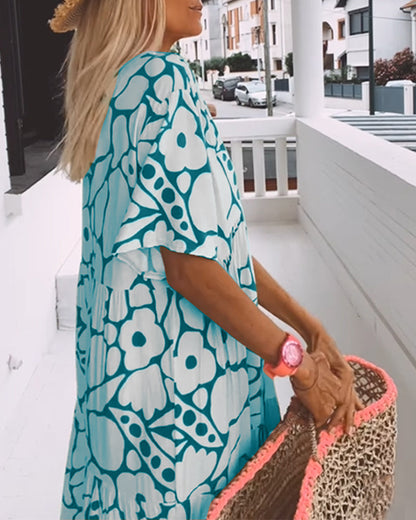 Arielle – bedrucktes Kleid mit V-Ausschnitt