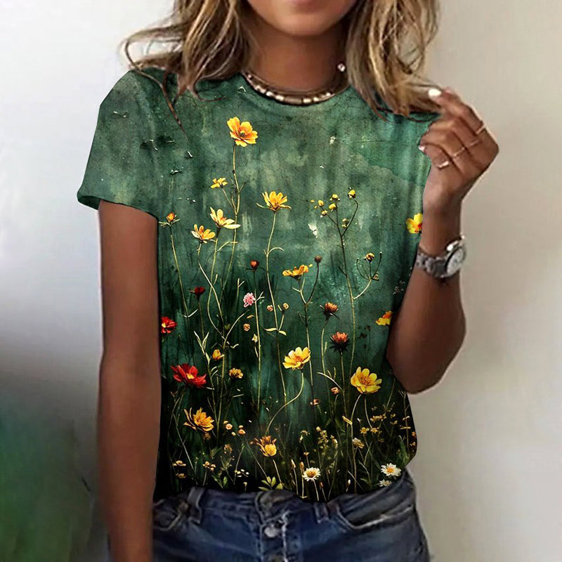 Vintage-T-Shirt Mit Blumendruck