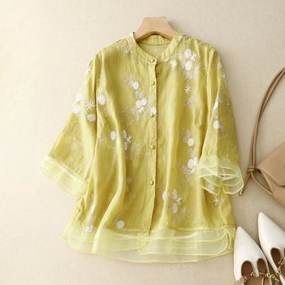 RUMILDE I FLORALE LEINEN-BLUSE