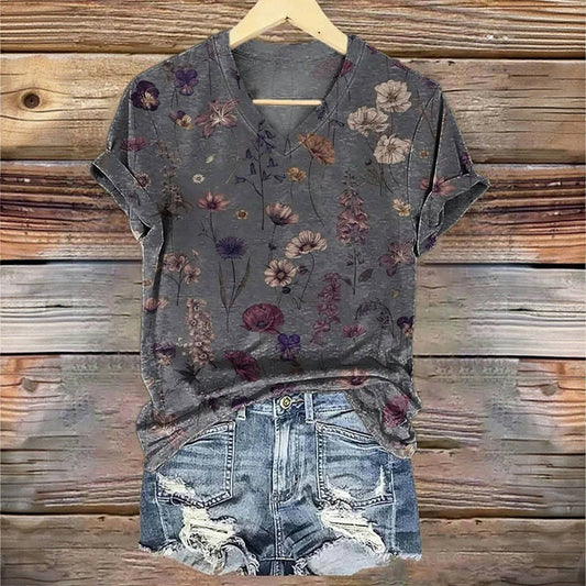 Vintage-T-Shirt Mit Blumendruck