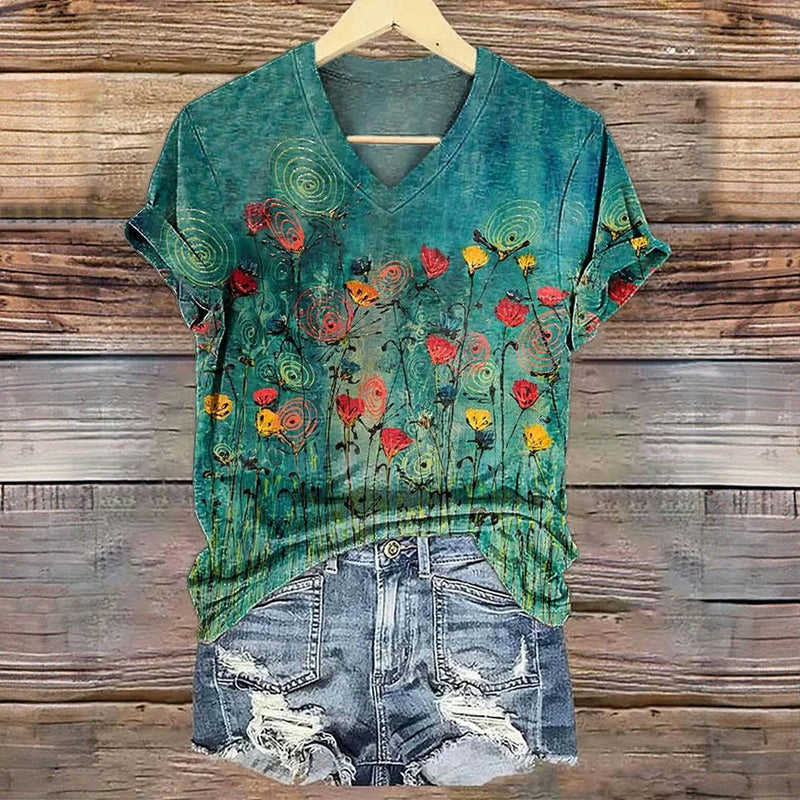 Vintage-T-Shirt Mit Blumendruck