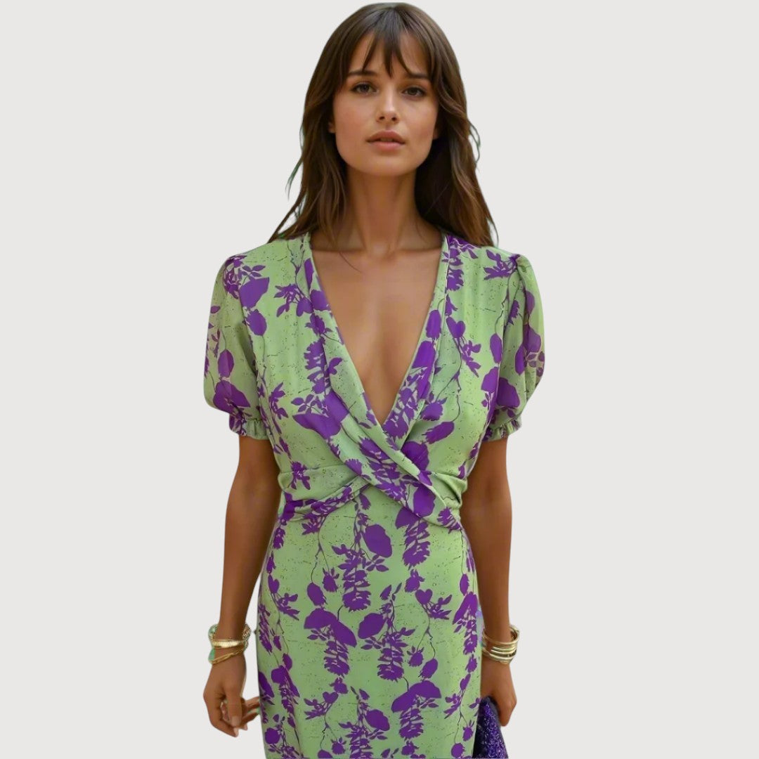 ROBYN I VINTAGE-KLEID MIT V-AUSSCHNITT