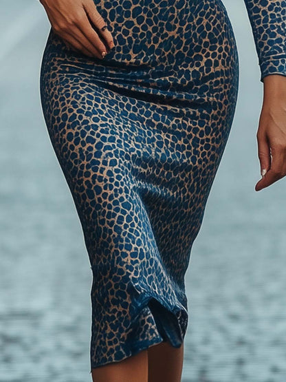 GRETA I LEOPARDENMUSTER MIDI KLEID