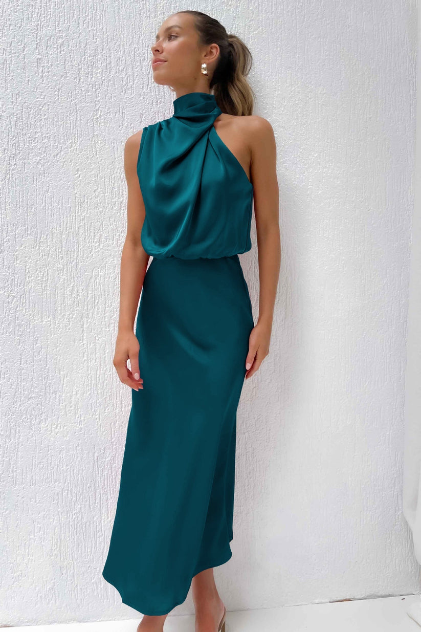 VERONA I LANGES SATIN MIDI KLEID