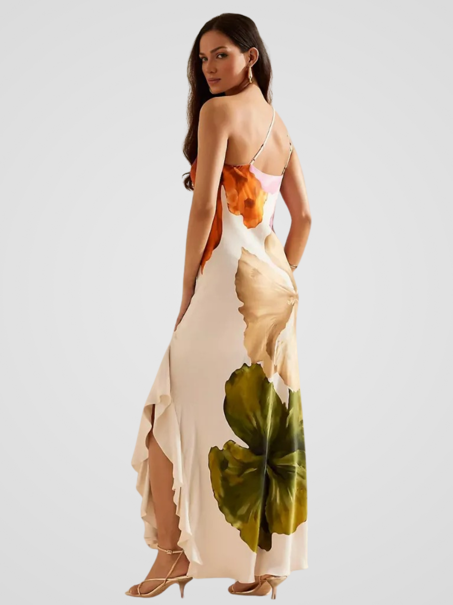 AILRUN I ASYMMETRISCHES SATIN-MAXIKLEID