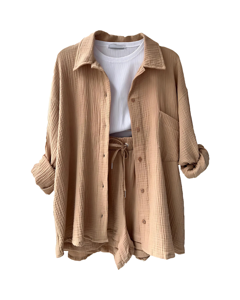 HILDEGARD I SET AUS LEINENOBERTEIL UND SHORTS