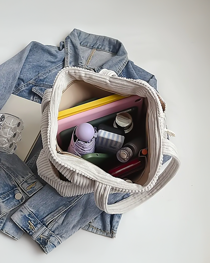 LEOBA I GERIPPTE CORD-HANDTASCHE