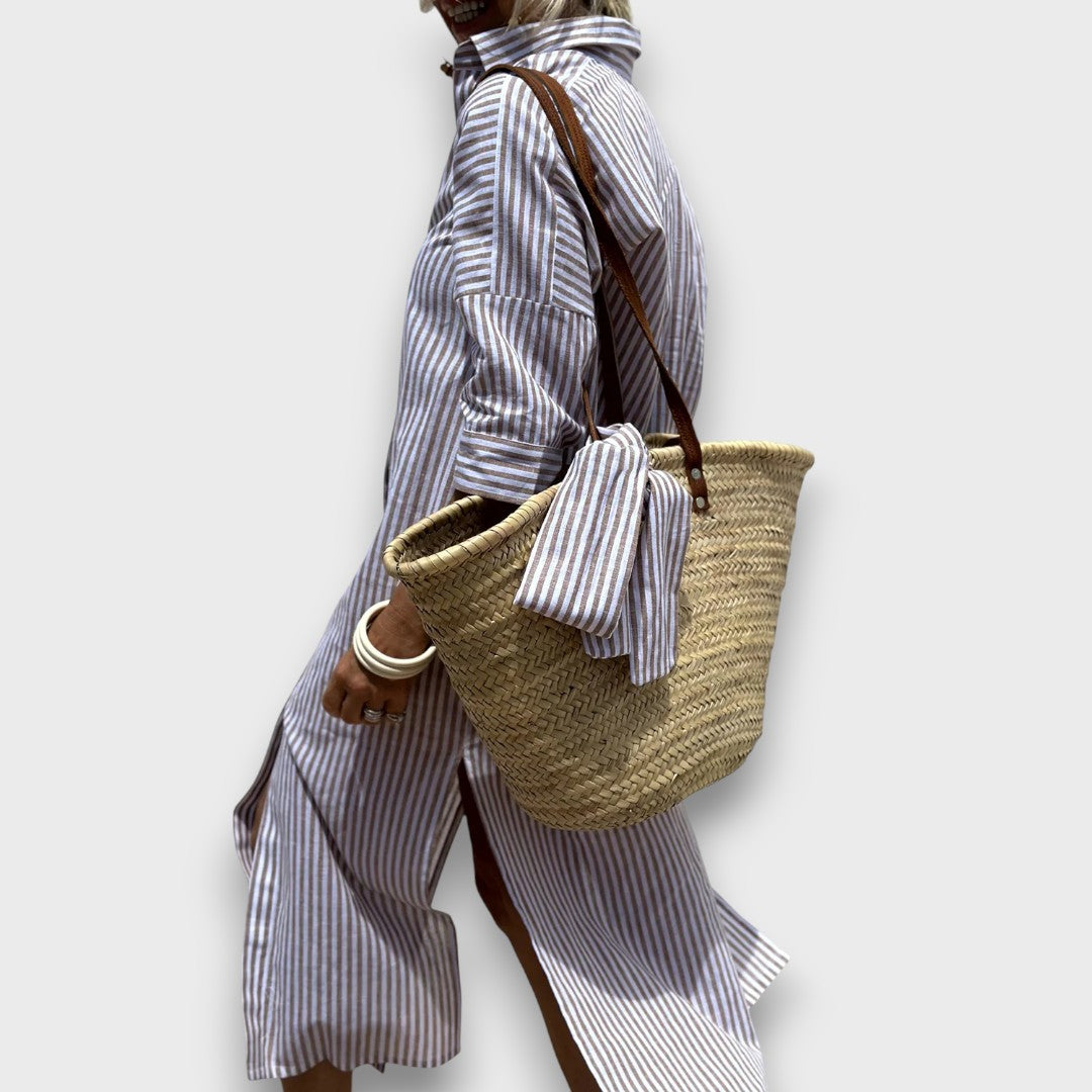 Luméra – Gestreiftes Hemdkleid mit Schlitz