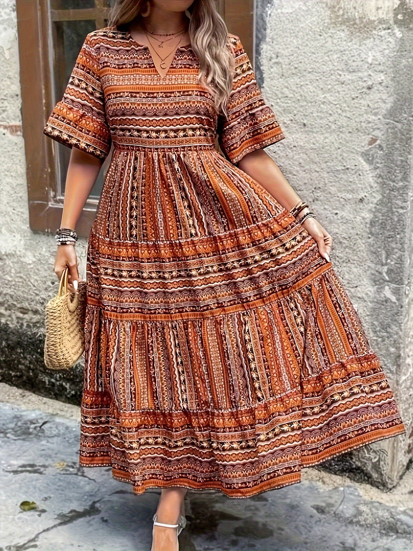 SYLPHA I BOHO KLEID MIT ETHNO-PRINT