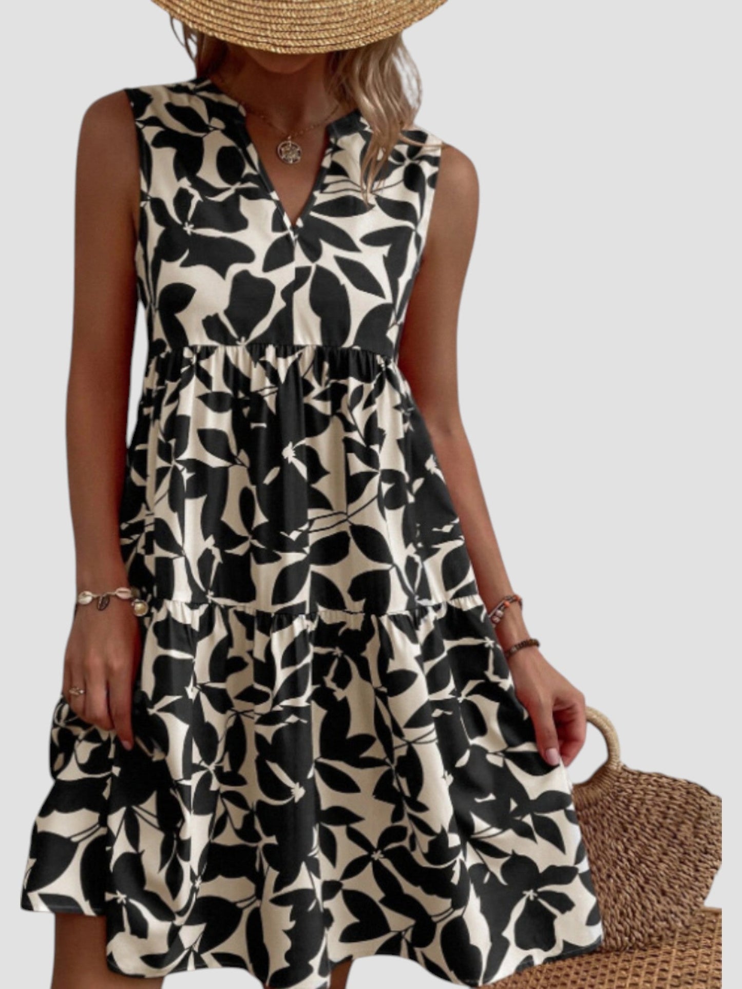 SERAPHINE I ÄRMELLOSES GEBLÜMTES KLEID