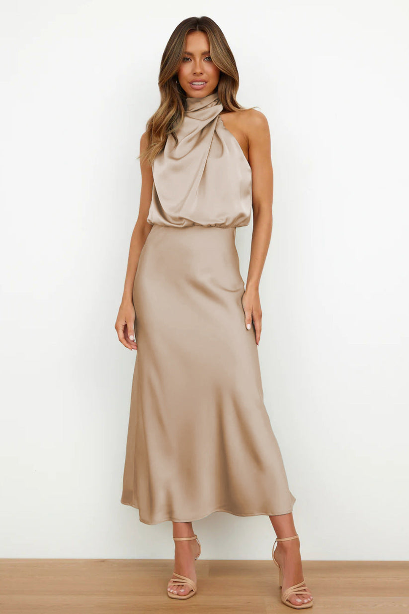 VERONA I LANGES SATIN MIDI KLEID