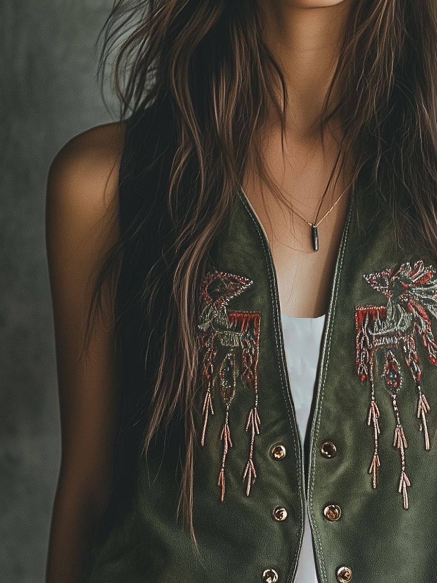 GERLINDE I BOHO WESTE AUS WILDLEDER