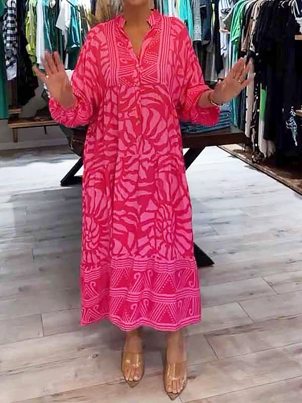 ELYANNA I BEDRUCKTES KLEID MIT V-AUSSCHNITT