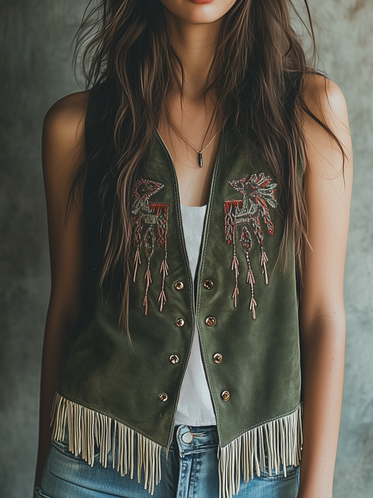 GERLINDE I BOHO WESTE AUS WILDLEDER