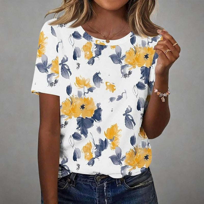 Vintage-T-Shirt Mit Blumendruck