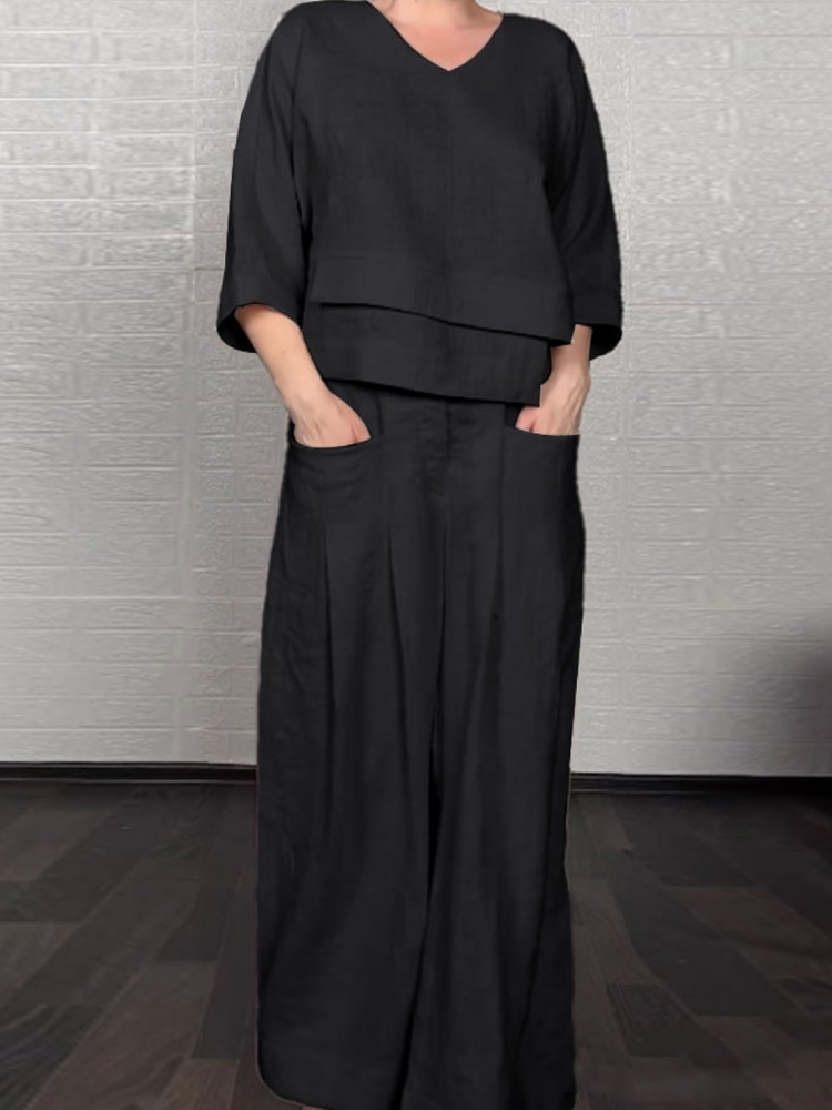 Renaya™ — Entspanntes Set aus Baumwolle & Leinen