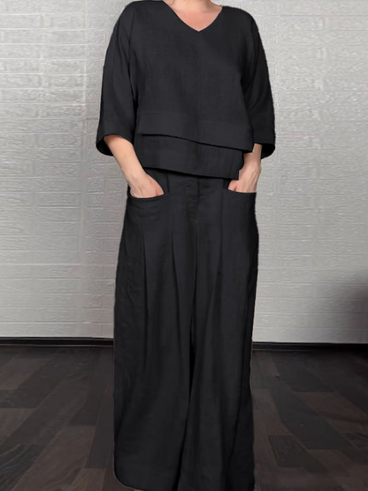 Renaya™ — Entspanntes Set aus Baumwolle & Leinen