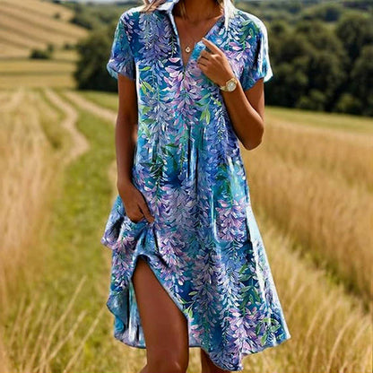 Vintage-Kleid Mit Blätterprint