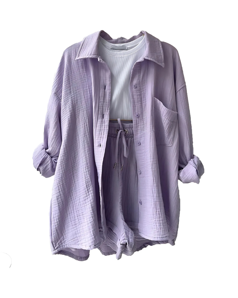 HILDEGARD I SET AUS LEINENOBERTEIL UND SHORTS