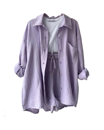 HILDEGARD I SET AUS LEINENOBERTEIL UND SHORTS