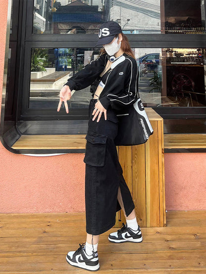 Midirock mit Cargotasche und Kordelzug