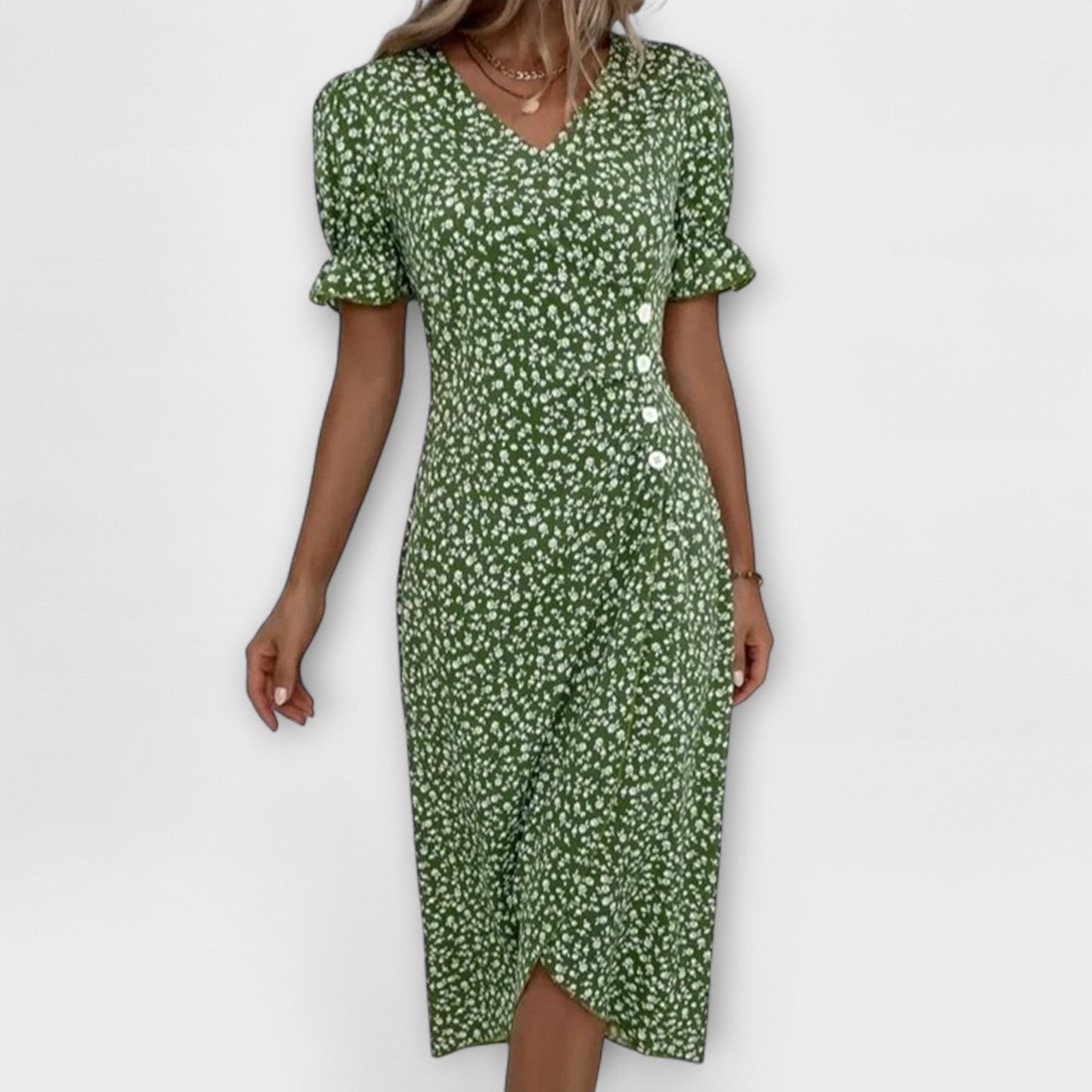 LEDA I KLASSISCHES KLEID MIT V-AUSSCHNITT