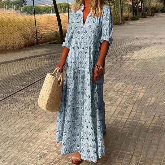 VIVIAN I BEDRUCKTES BOHO-MAXIKLEID