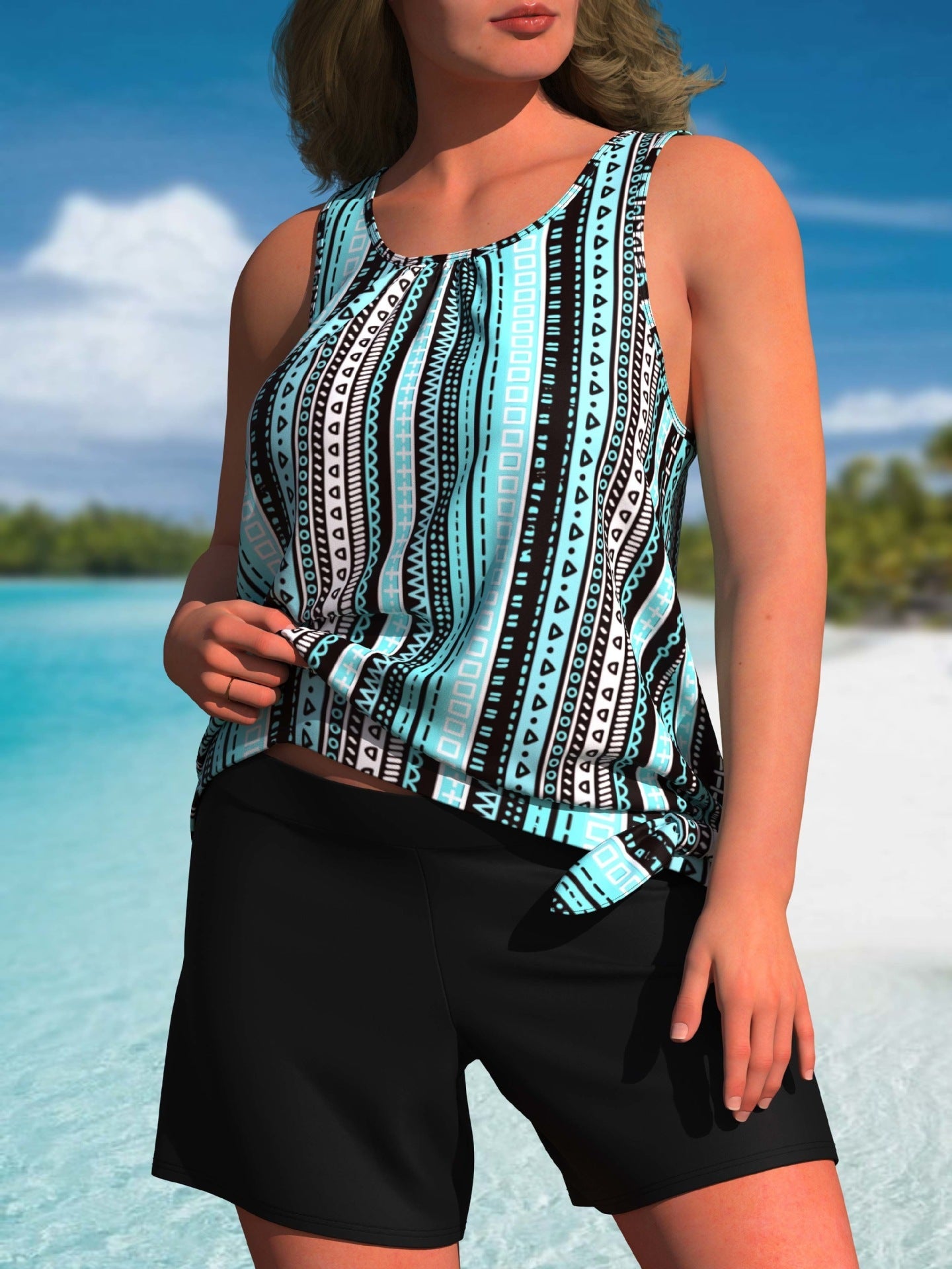 MAREN I ELEGANTER HIGH-WAIST-TANKINI MIT TROPENPRINT