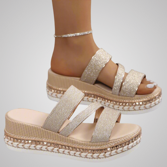 Aurora | Glitzernde Premium Plateausandale