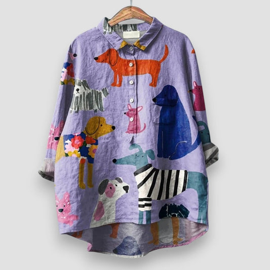 LEONTINA I DAMENBLUSE MIT HUNDEPRINT