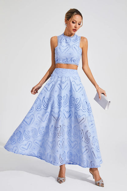 SASKIA I BESTICKTES ÄRMELLOSES KLEID