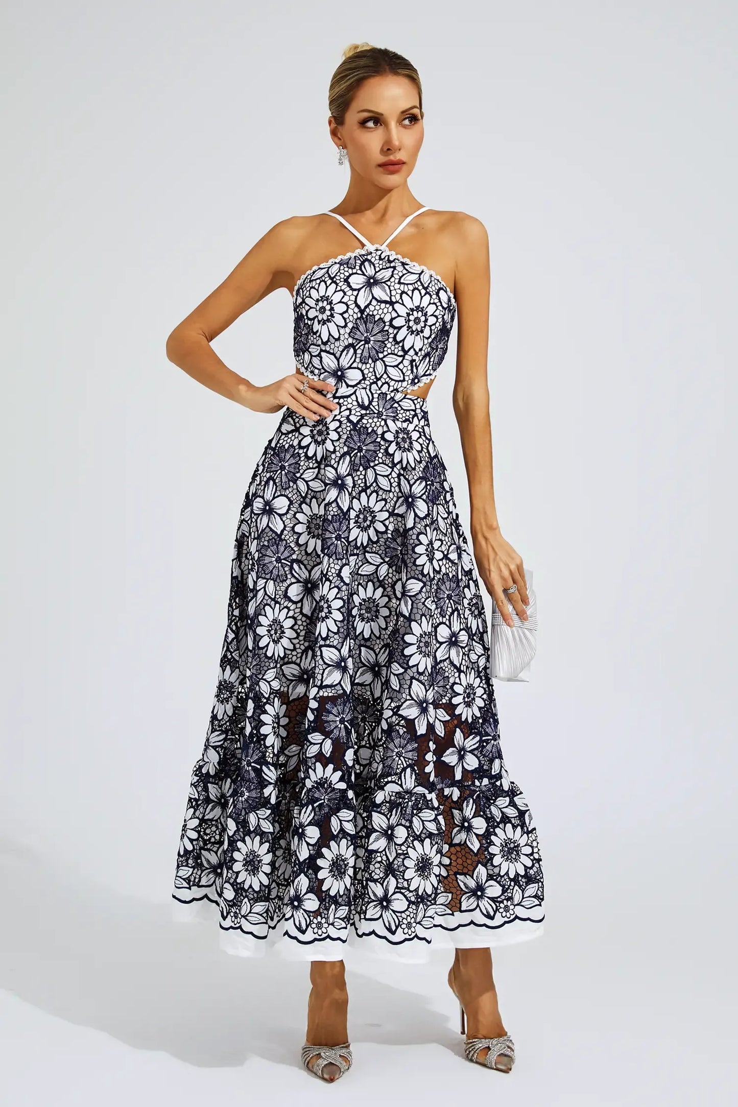 MELANIE I GEBLÜMTES MIDIKLEID