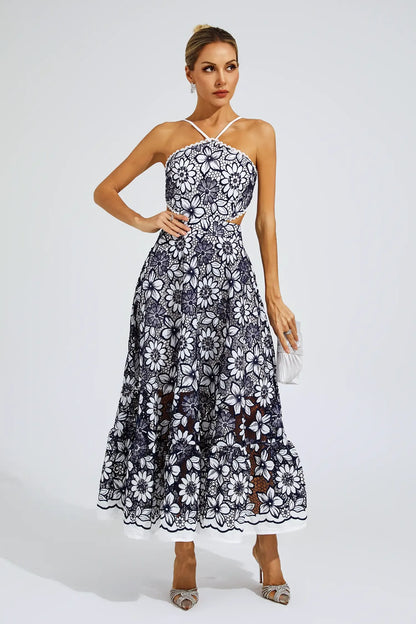 MELANIE I GEBLÜMTES MIDIKLEID