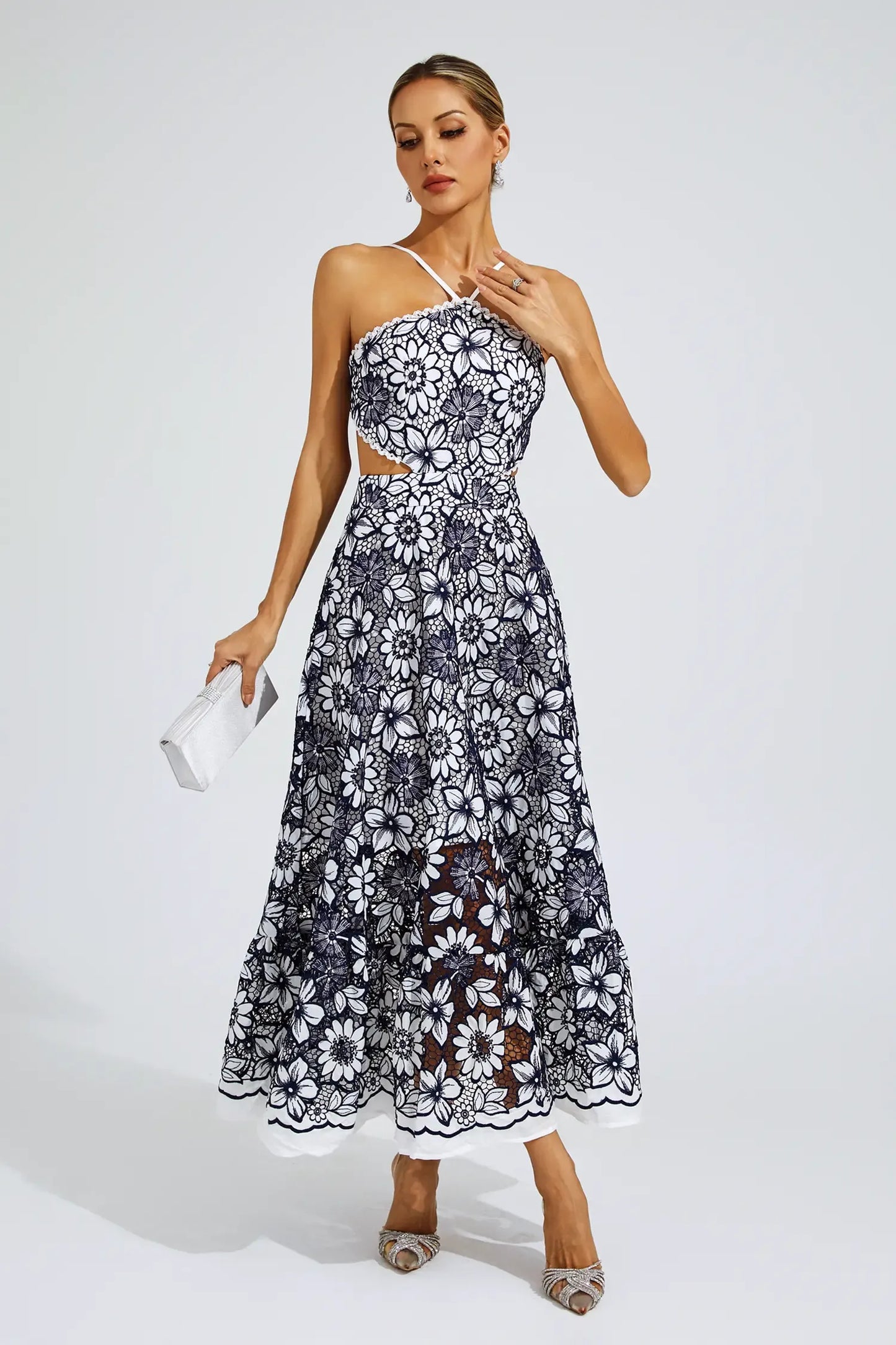 MELANIE I GEBLÜMTES MIDIKLEID