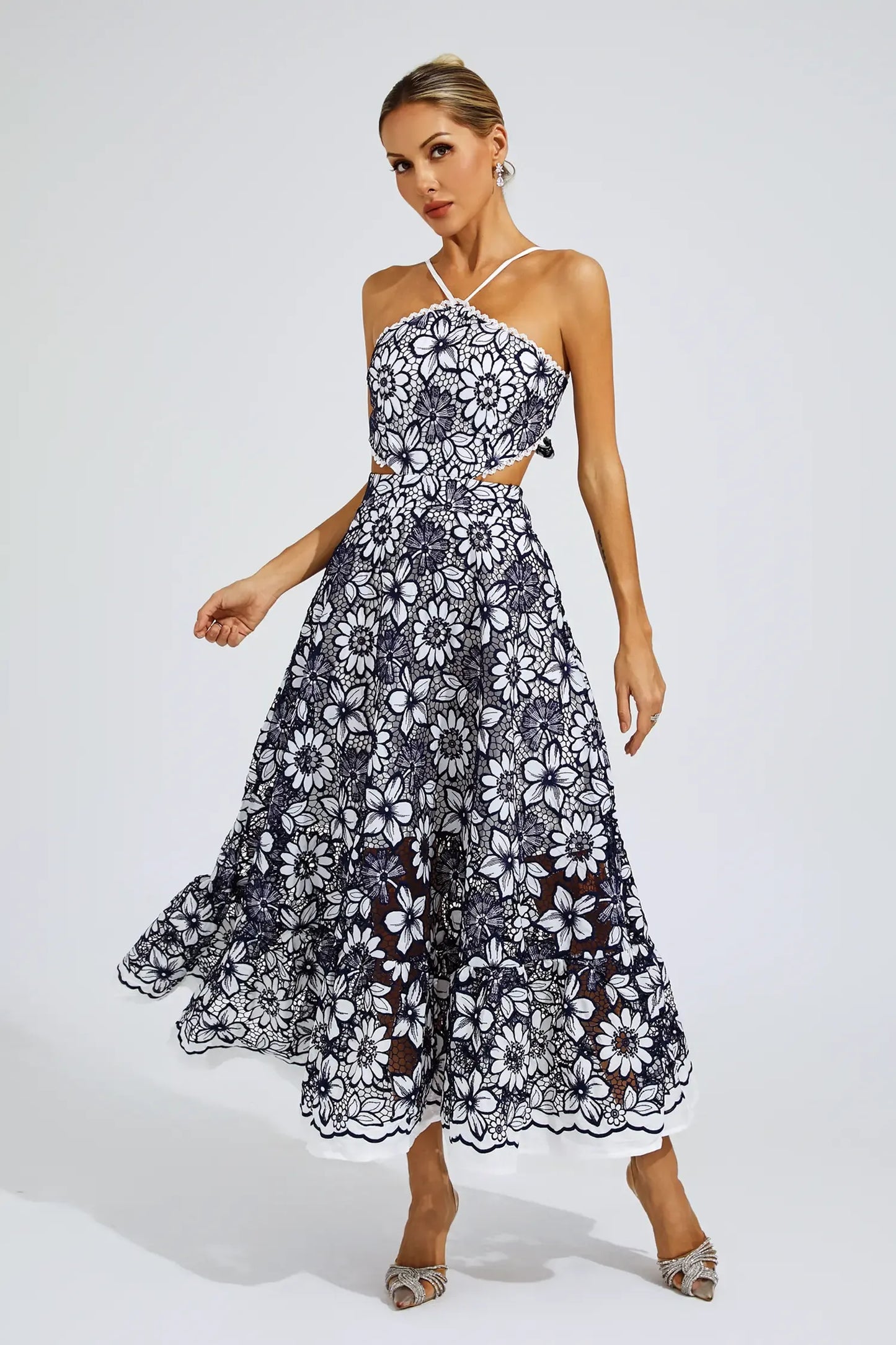 MELANIE I GEBLÜMTES MIDIKLEID