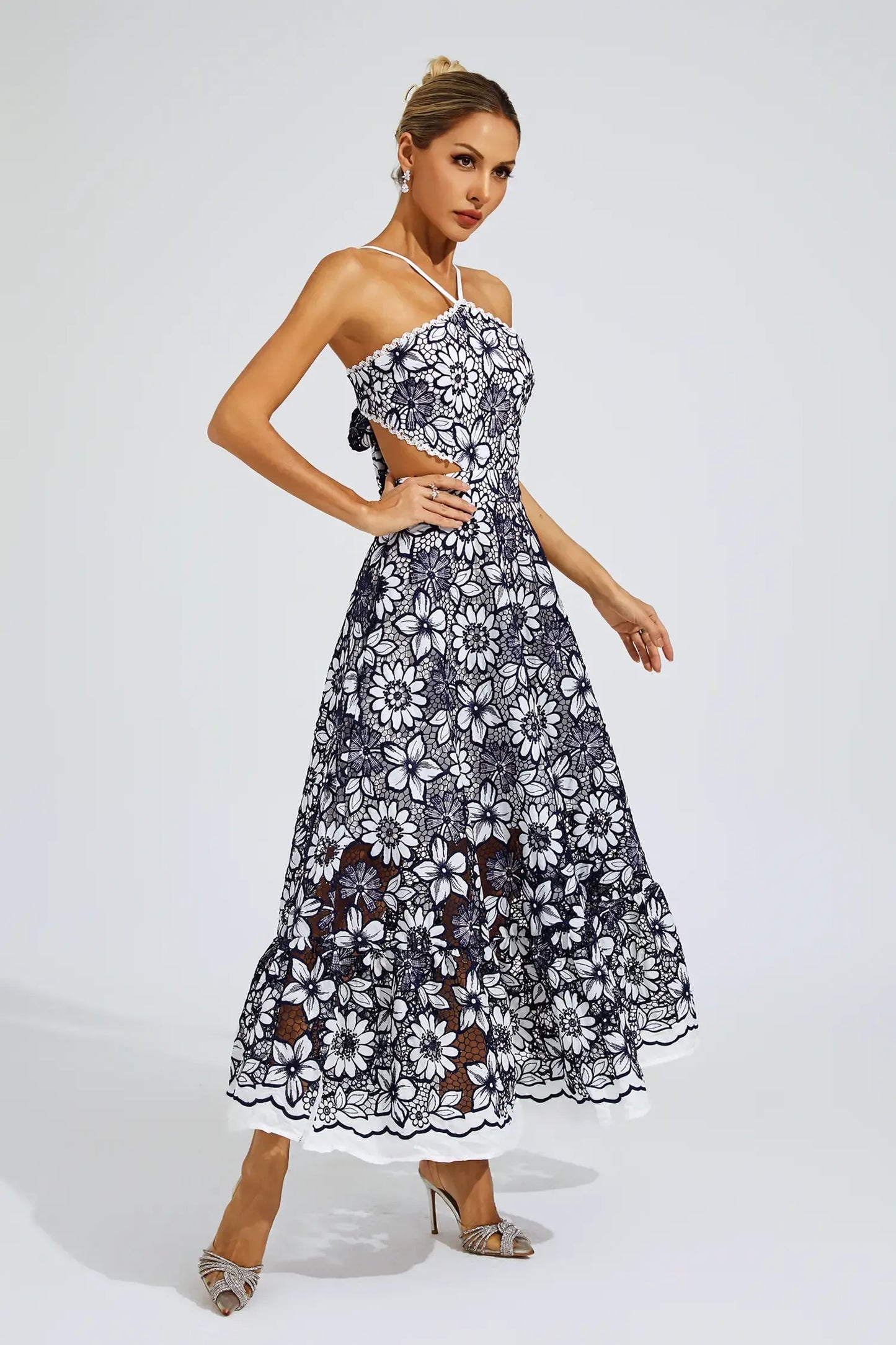 MELANIE I GEBLÜMTES MIDIKLEID