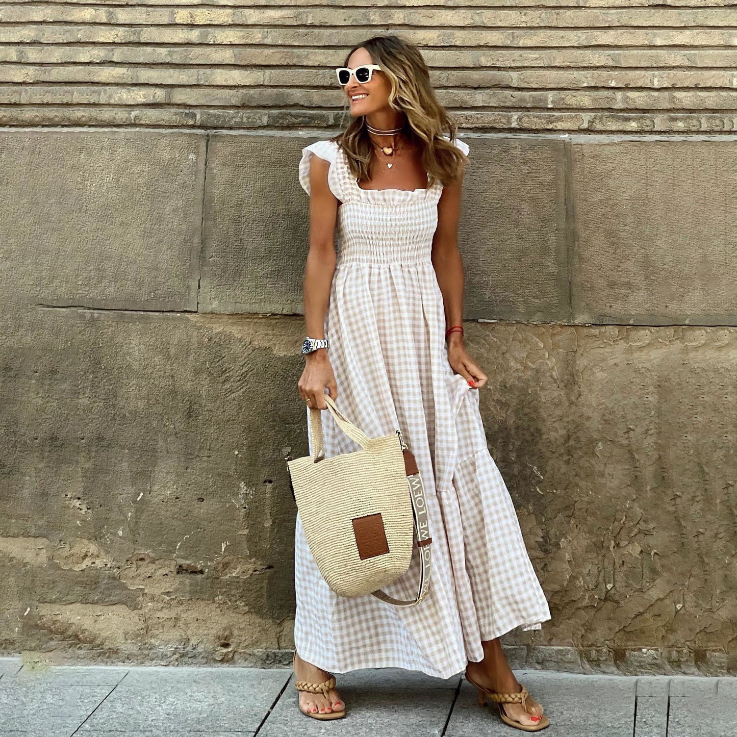 MAREN I MAXIKLEID MIT RÜSCHEN