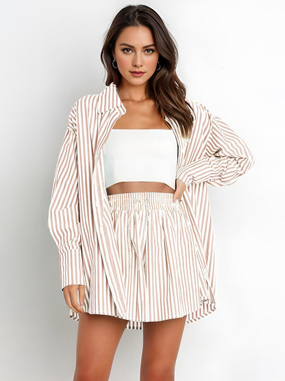 LOWENNA I BEQUEMES GESTREIFTES TOP & SHORTS-SET
