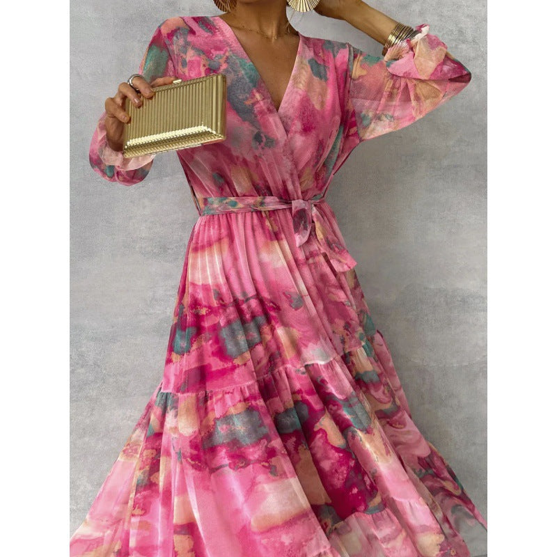 TRINITY I PLISSIERTES BOHO MAXIKLEID