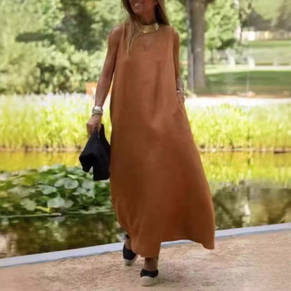 HANNELORE I ÄRMELLOSES MAXIKLEID MIT V-AUSSCHNITT