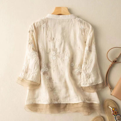RUMILDE I FLORALE LEINEN-BLUSE