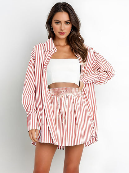 LOWENNA I BEQUEMES GESTREIFTES TOP & SHORTS-SET
