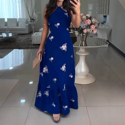 ANYA I MAXIKLEID MIT BLUMENSTICKEREI